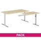 Pack bureau chêne I 160 cm pieds métal + retour suspendu Optyma