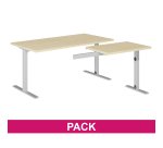 Bureau d'angle Optyma L 160 x P 160 cm plateau chêne pied aluminium
