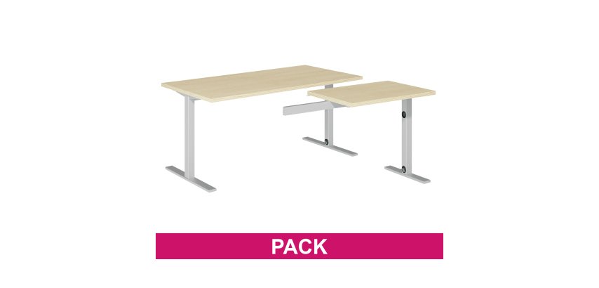 Bureau d'angle Optyma L 160 x P 160 cm plateau chêne pied aluminium