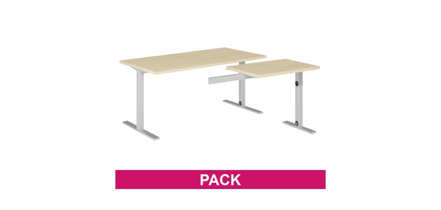 Bureau d'angle Optyma L 160 x P 160 cm plateau chêne pied aluminium