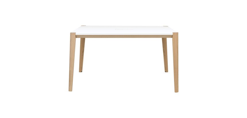 Table de réunion rectangulaire L 160 x P 140 cm, piétement bois massif - Absolu