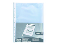 Sachet de 100 pochettes perforées polypropylène grainé 3,8/100e - A4