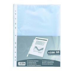Sachet de 100 pochettes perforées polypropylène grainé 3,8/100e - A4