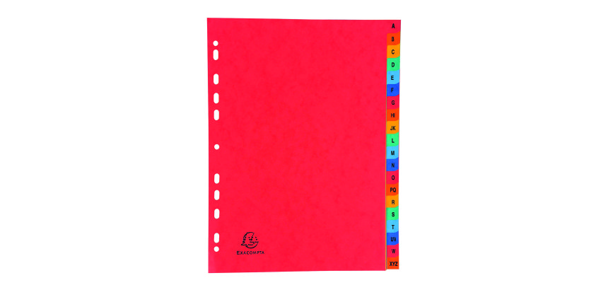 Intercalaires carte lustrée avec onglets imprimés alphabétiques Exacompta 20 positions AZ - A4