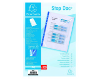 Fundas multitaladro apertura oblicua Exacompta Stop Doc A4 de polipropileno liso 6/100 - Caja de 100