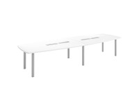 Table tonneau plateau blanc 14 personnes L 380 x P 140 cm - Frégate