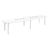 Table tonneau plateau blanc 14 personnes L 380 x P 140 cm - Frégate