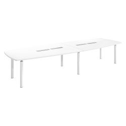 Table tonneau plateau blanc 14 personnes L 380 x P 140 cm - Frégate