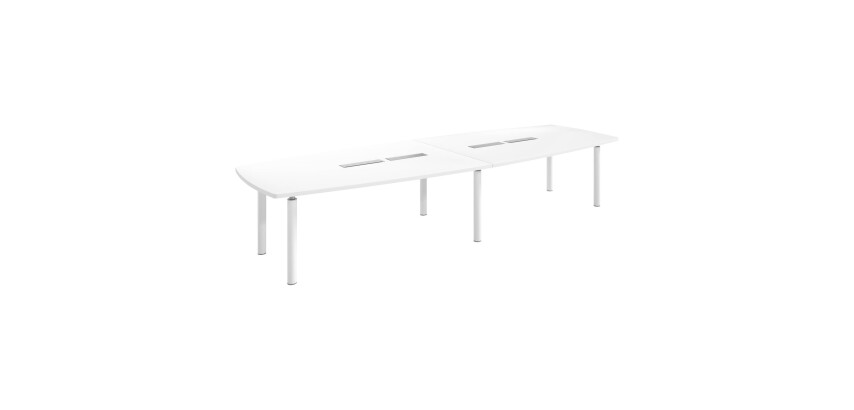 Table tonneau plateau blanc 14 personnes L 380 x P 140 cm - Frégate