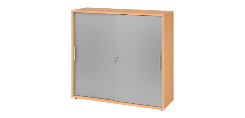 Corps hêtre portes argent H 110 x L 120 x P 40 cm