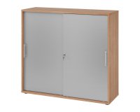 Walnut body silver doors H 110 x W 120 x D 40 cm