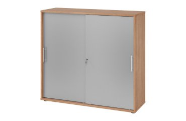Walnut body silver doors H 110 x W 120 x D 40 cm