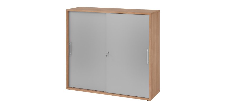 Walnut body silver doors H 110 x W 120 x D 40 cm