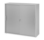 Schrank grau Türe silberfarbig H 110 x B 120 x T 40 cm