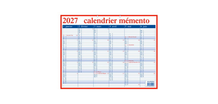 Aurora Memento calendar 2027 French