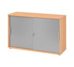Corps hêtre portes argent H 74,8 x L 120 x P 40 cm