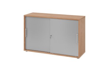 Walnut body silver doors H 74,8 x W 120 x D 40 cm