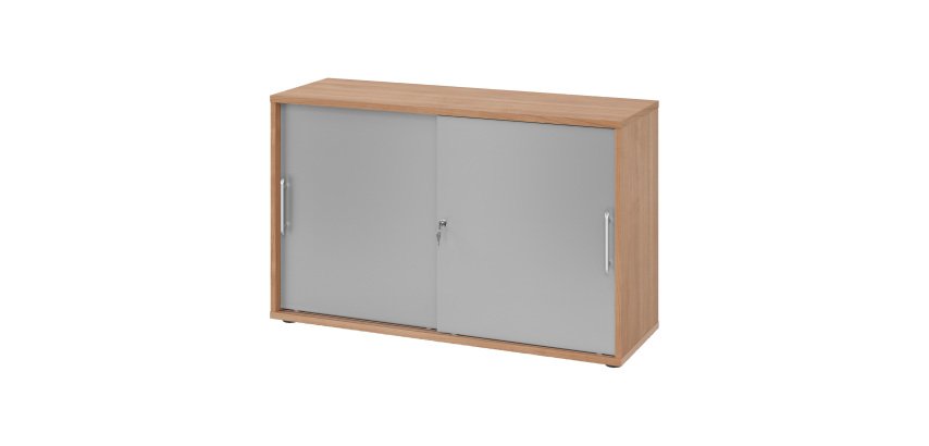 Walnut body silver doors H 74,8 x W 120 x D 40 cm