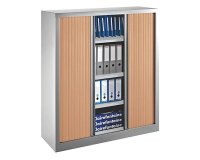 Armoires à rideaux monobloc H 136 x L 120 cm corps aluminium rideaux merisier