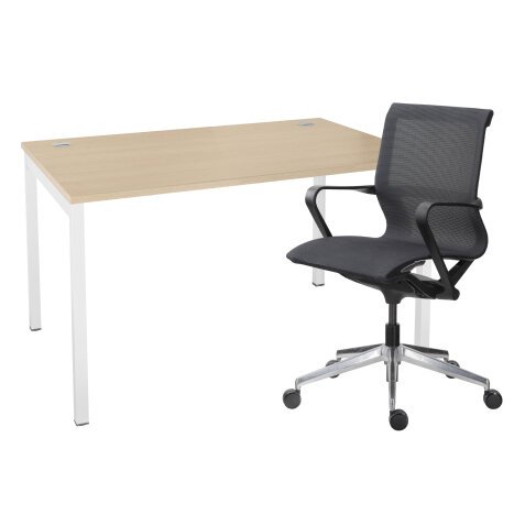 Pack design desk Squadra light oak W 120 cm + chair Design Plus