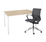 Pack design bureau Squadra chêne clair L120 cm + chaise Edgar