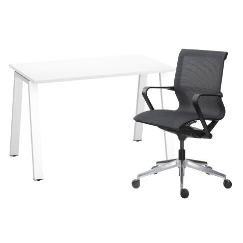 Pack meubilair Thuiswerk bureau Ecla wit + Design Plus fauteuil