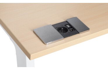 Regleta empotrable con tapa deslizante 1 toma de corriente + 1 puerto RJ45 + 1 puerto USB - Ø 80 mm