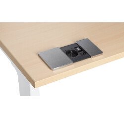 Regleta empotrable con tapa deslizante 1 toma de corriente + 1 puerto RJ45 + 1 puerto USB - Ø 80 mm