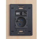 Prise encastrable - 1 prise secteur + 1 port RJ45 + 1 port USB