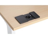 Regleta empotrable con tapa deslizante 1 toma de corriente + 1 puerto RJ45 + 1 puerto USB - Ø 80 mm