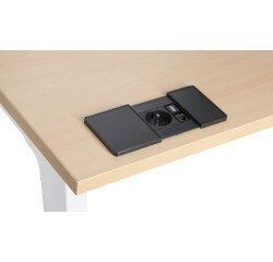 Regleta empotrable con tapa deslizante 1 toma de corriente + 1 puerto RJ45 + 1 puerto USB - Ø 80 mm