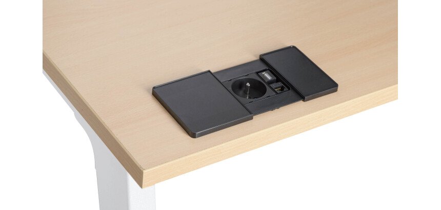 Multiprise encastrable avec couvercle coulissant 1 prise secteur + 1 port RJ45 + 1 port USB - Ø 80 mm