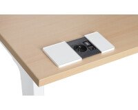 Regleta empotrable con tapa deslizante 1 toma de corriente + 1 puerto RJ45 + 1 puerto USB - Ø 80 mm