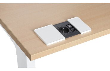 Regleta empotrable con tapa deslizante 1 toma de corriente + 1 puerto RJ45 + 1 puerto USB - Ø 80 mm