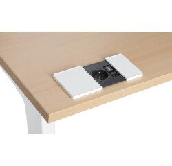 Regleta empotrable con tapa deslizante 1 toma de corriente + 1 puerto RJ45 + 1 puerto USB - Ø 80 mm