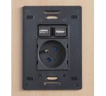 Prise encastrable - 1 prise secteur + 2 ports USB