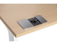 Regleta encastrable con tapa deslizante Aluminio 1 toma de corriente + 2 puertos USB