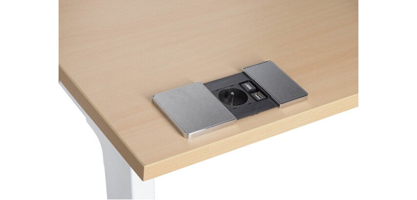 Multiprise encastrable avec couvercle coulissant 1 prise secteur + 2 ports USB - Ø 80 mm