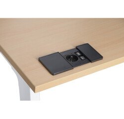 Regleta encastrable con tapa deslizante 1 toma de corriente + 2 puertos USB