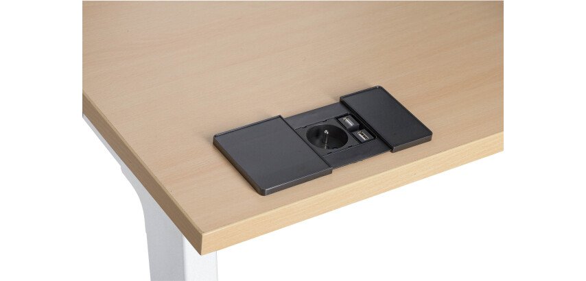 Einbau-Steckdose mit Schiebedeckel 1 Steckdose + 2 USB-Anschlüsse - Ø 80 mm