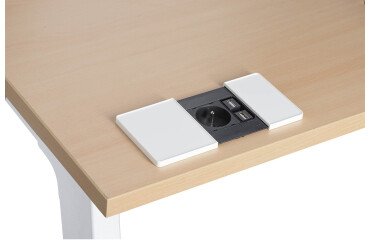 Regleta encastrable con tapa deslizante 1 toma de corriente + 2 puertos USB