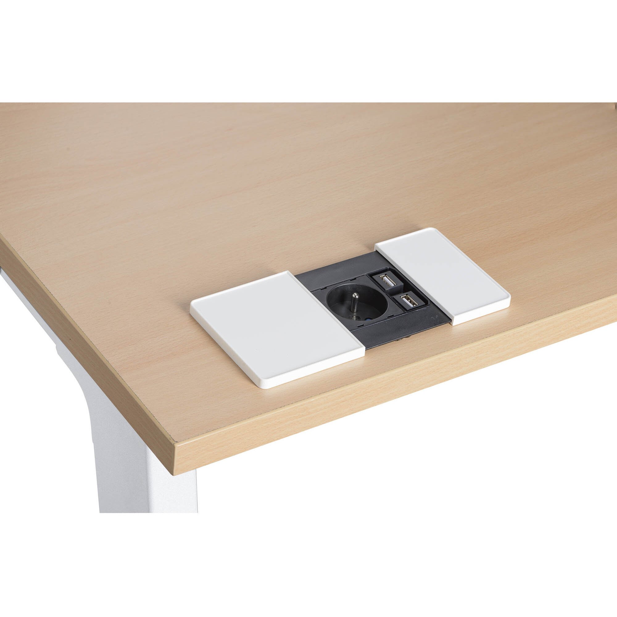 Tafelblad, verzonken stopcontact met 2 USB, intrekbare inbouwstekkerdoos, 3-voudig, tafelstopcontact met 1,8 m kabel, voor kantoren, slaapkamers, klaslokalen, werkplekken (zwart, 2AC USB (A C