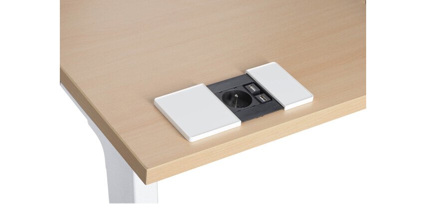 Multiprise encastrable avec couvercle coulissant 1 prise secteur + 2 ports USB - Ø 80 mm