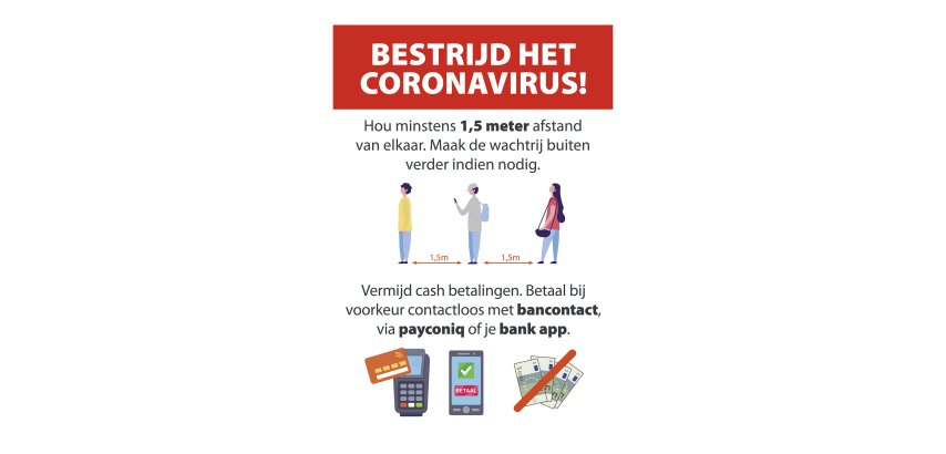 Autocollant A3 avec directives pour les magasins (néerlandais)