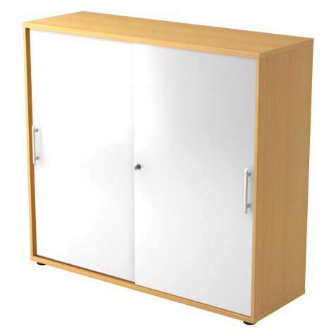 Beuke kast, witte deuren H 110 x B 120 x D 40 cm