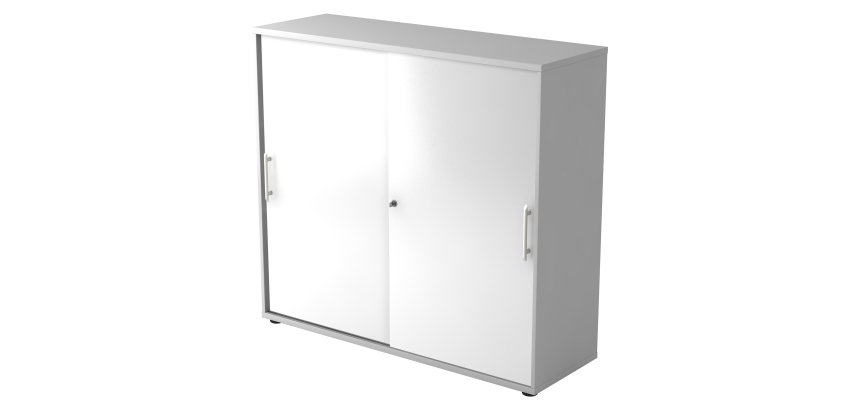 Grey body, white doors H 110 x W 120 x D 40 cm