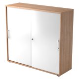 Walnut body, white doors H 110 x W 120 x D 40 cm