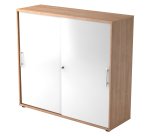 Corps noyer, portes blanches H 110 x L 120 x P 40 cm