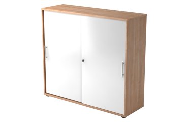 Walnut body, white doors H 110 x W 120 x D 40 cm