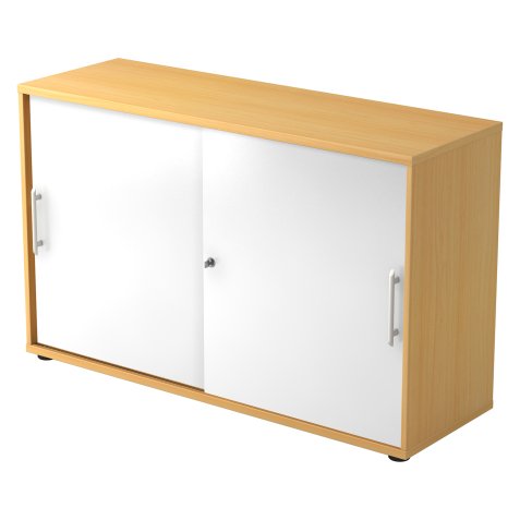 Beech body, white doors H 74,8 x W 120 x D 40 cm
